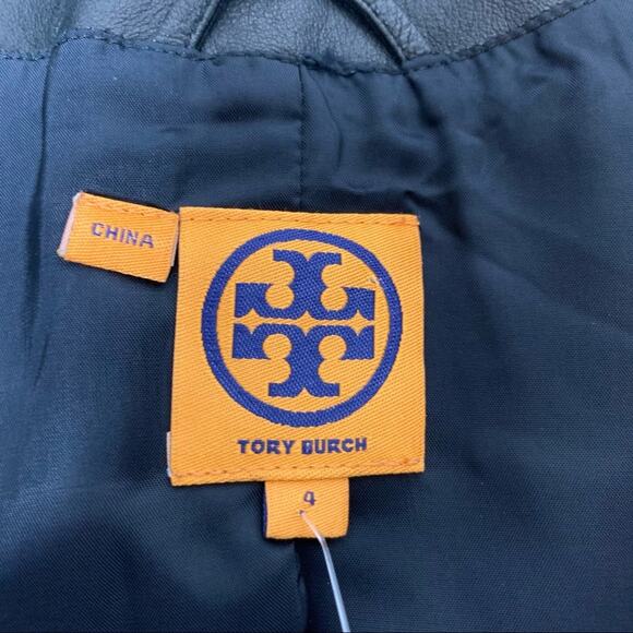 Tory Burch leather moto style jacket black sz 4 - Picture 7 of 9